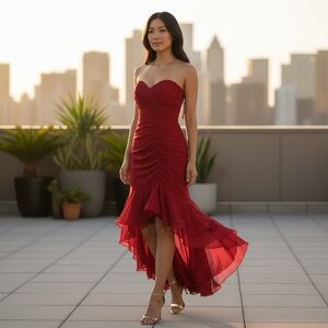 Vintage Red Rimini Elegant Red Strapless Dress